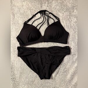 Athleta Black Strappy Bikini Set